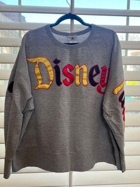 Disneyland Gray Sweatshirt with Red & Gold Appliqué Logo